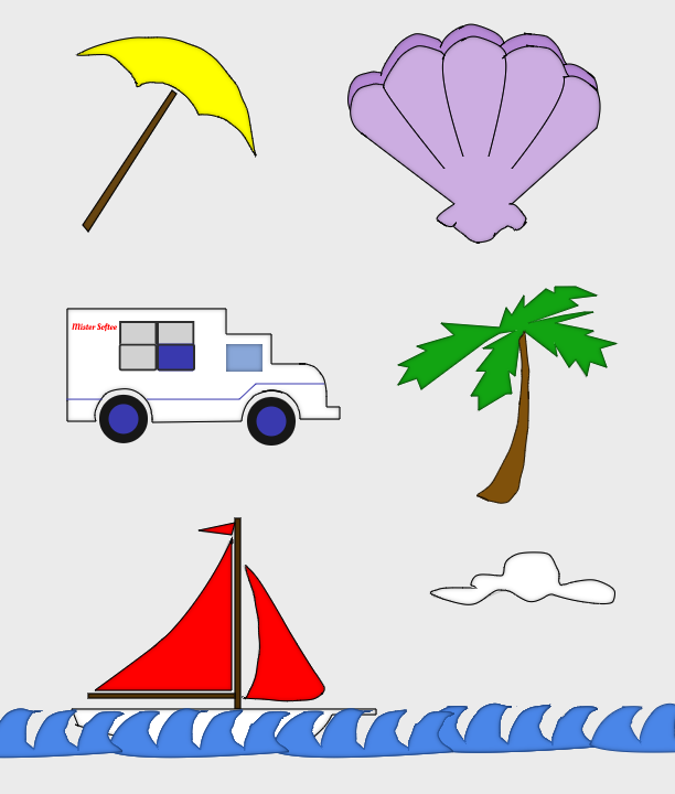 Traced shapes from a starter's template