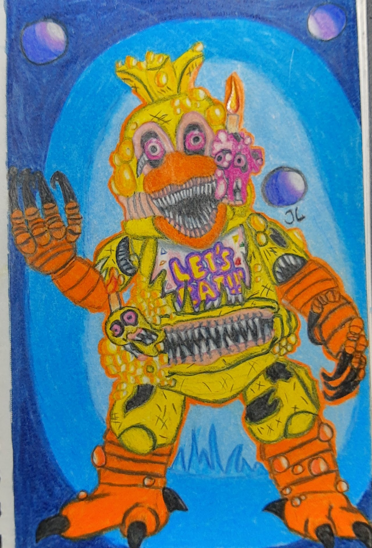 Artwork of Twisted Chica, drawn & colored in 2018